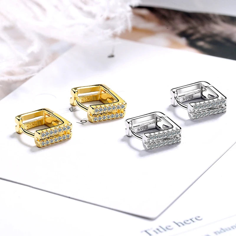 Golden/silver Square Shape Hoop Earrings