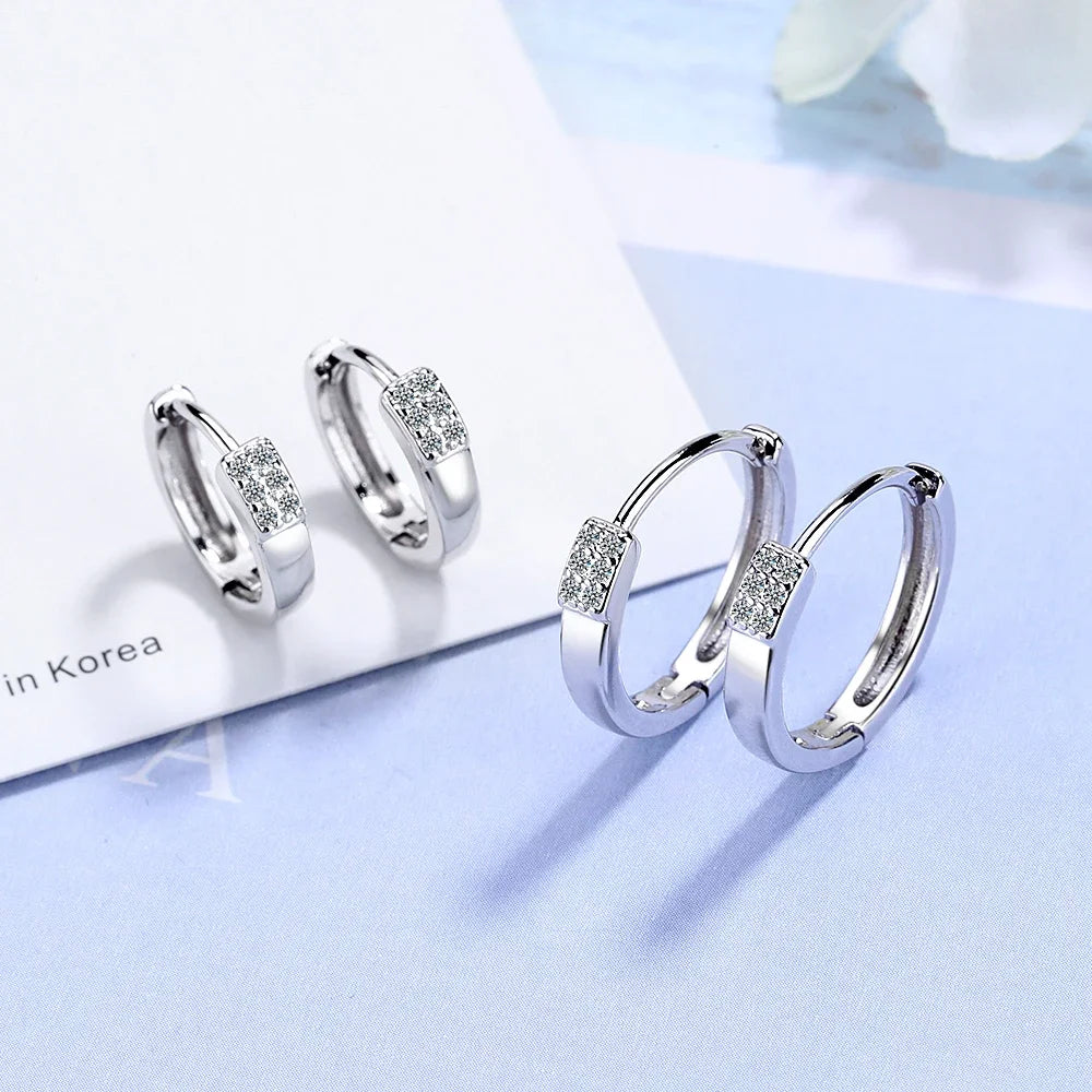 Solid Sterling Silver Unique Shaped Piercing Huggie Hoop Earring