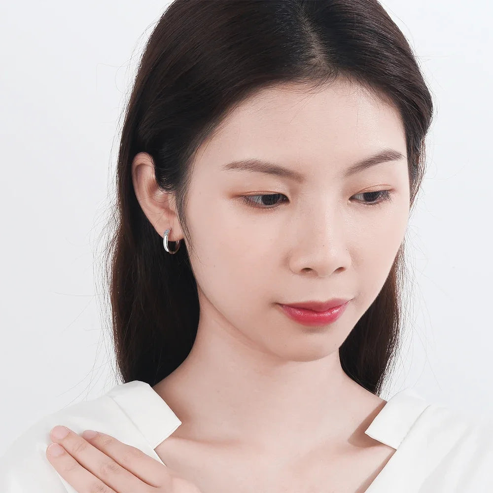 Solid Sterling Silver Unique Shaped Piercing Huggie Hoop Earring