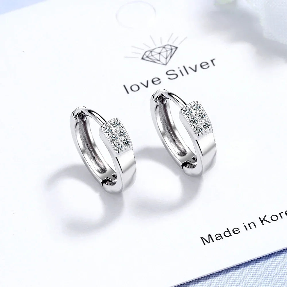 Solid Sterling Silver Unique Shaped Piercing Huggie Hoop Earring