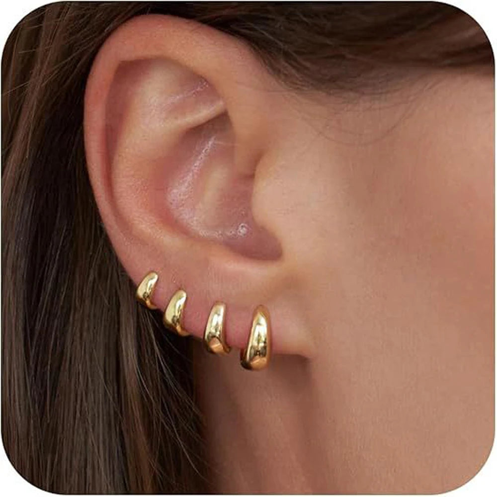 14K Gold Plated Chunky Hoop Earrings