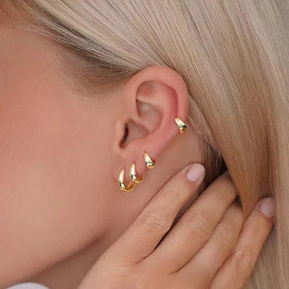 14K Gold Plated Chunky Hoop Earrings