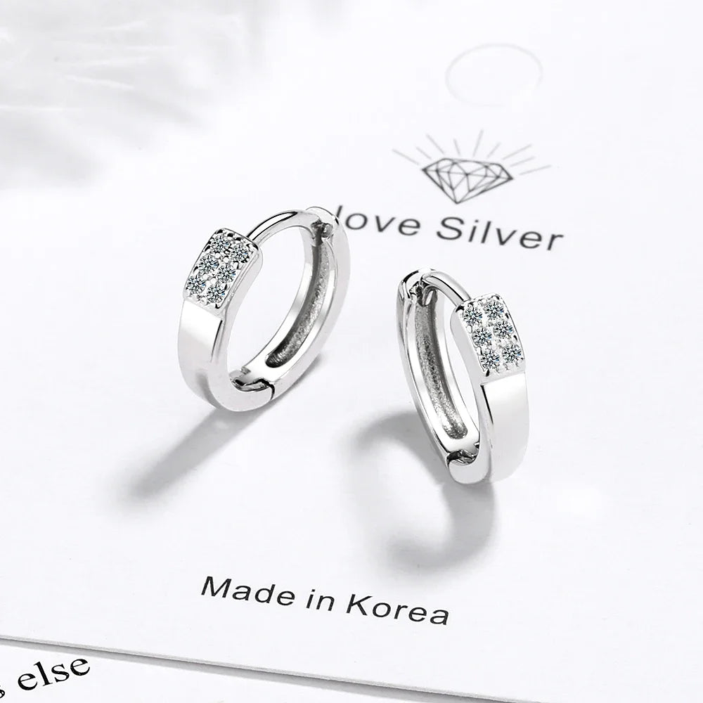 Solid Sterling Silver Unique Shaped Piercing Huggie Hoop Earring