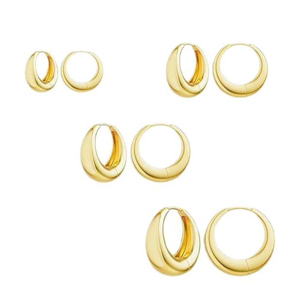 14K Gold Plated Chunky Hoop Earrings