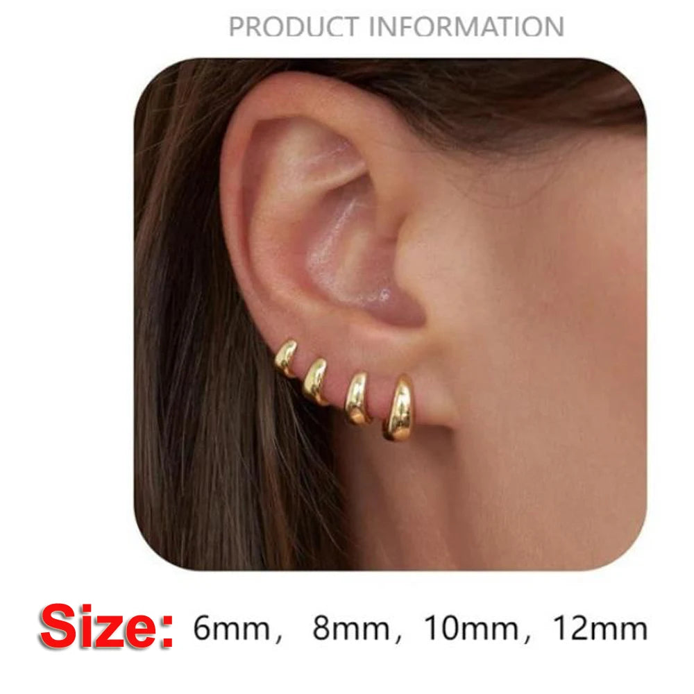 14K Gold Plated Chunky Hoop Earrings