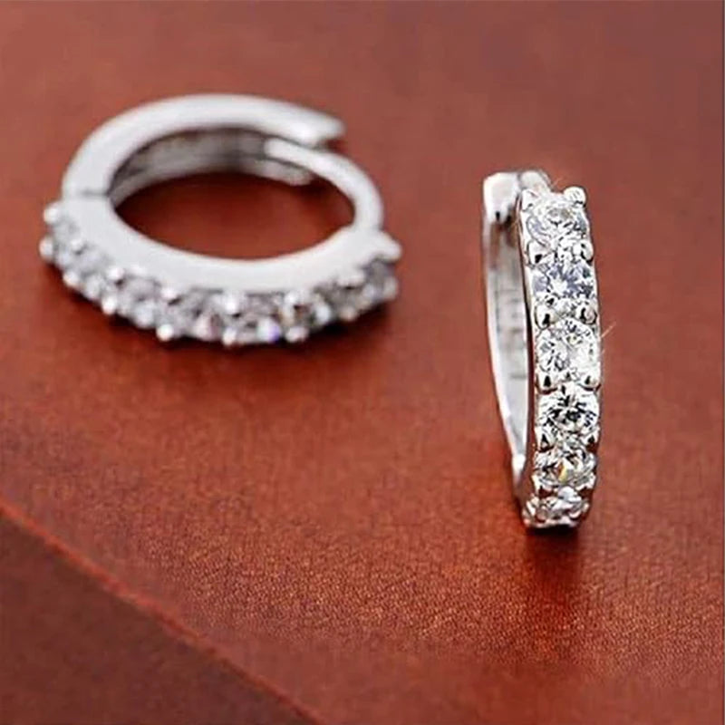 4 Pairs Small 925 Silver Plated Hoop Earrings Set