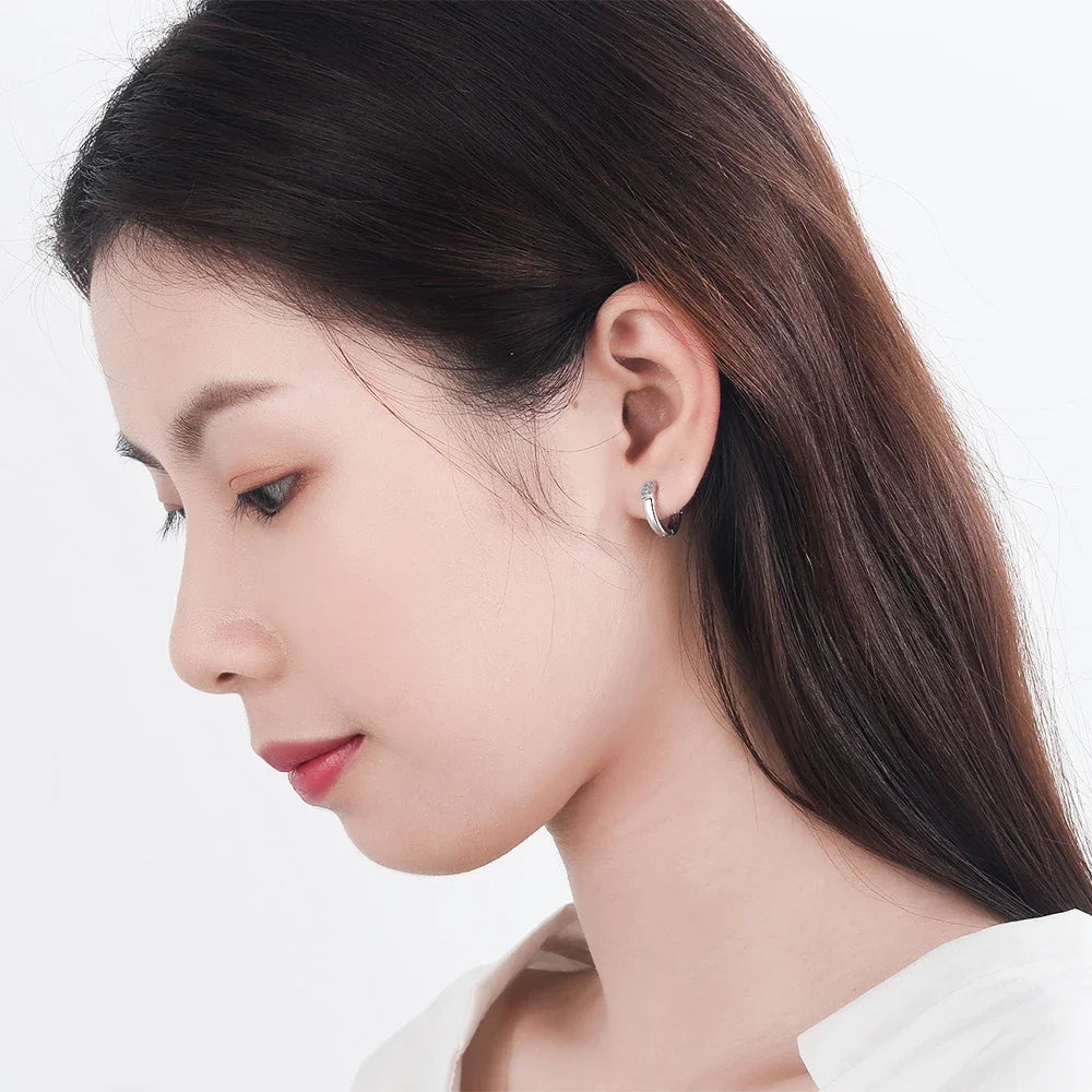 Solid Sterling Silver Unique Shaped Piercing Huggie Hoop Earring