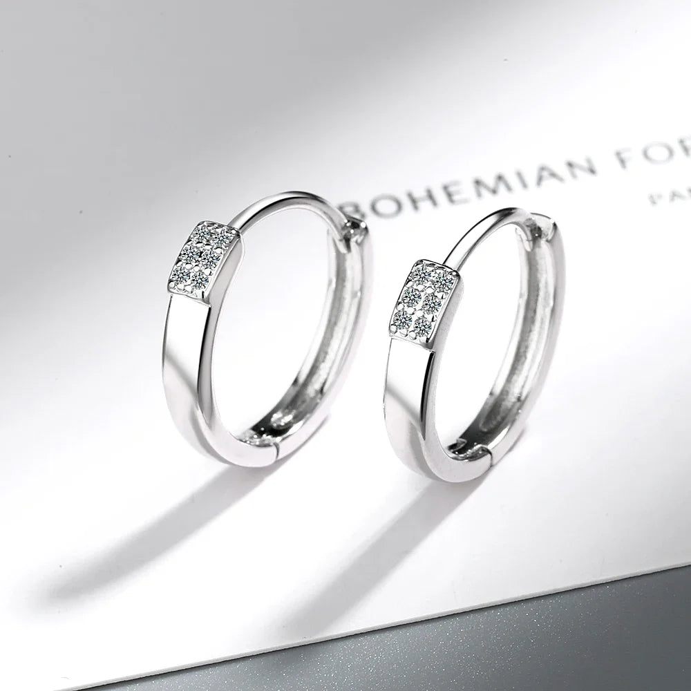Solid Sterling Silver Unique Shaped Piercing Huggie Hoop Earring