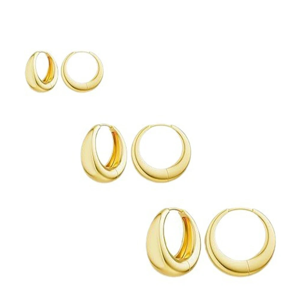 14K Gold Plated Chunky Hoop Earrings