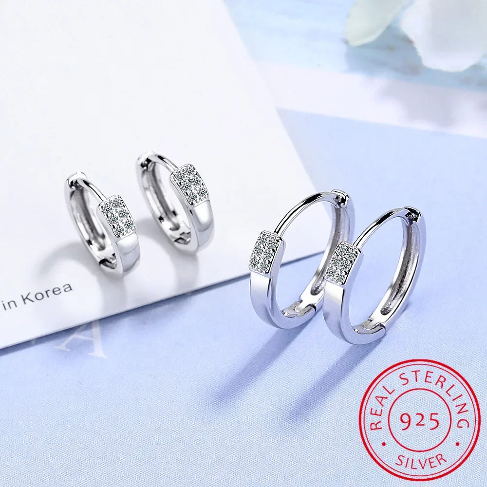 Solid Sterling Silver Unique Shaped Piercing Huggie Hoop Earring