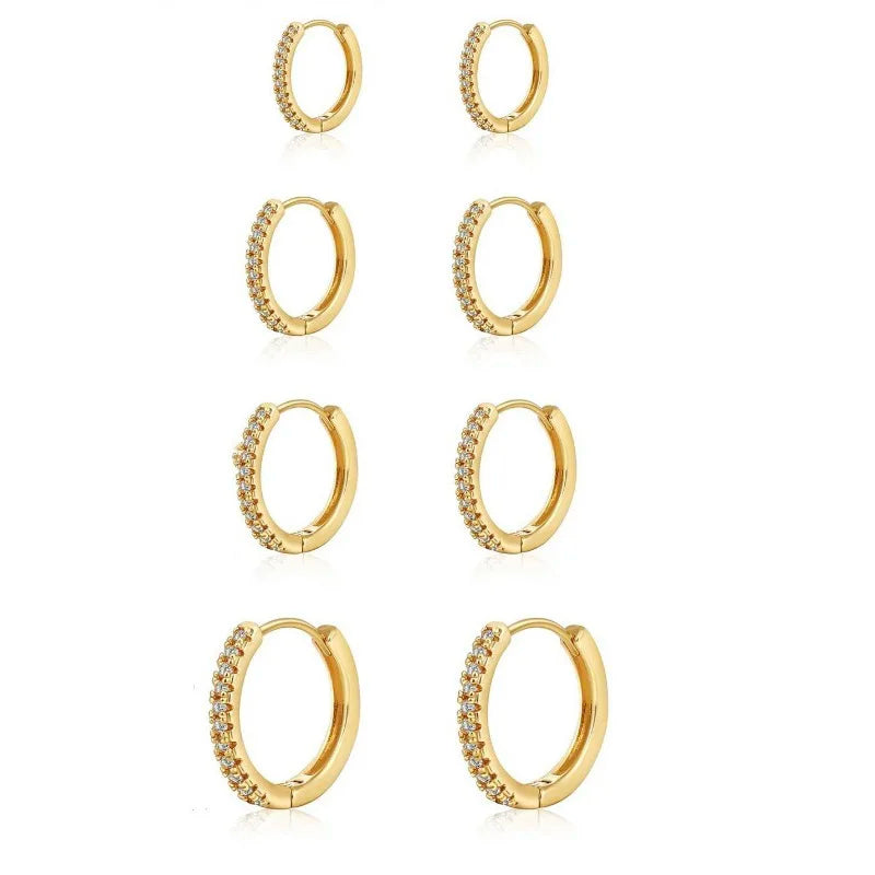 4 Pairs Small 925 Silver Plated Hoop Earrings Set