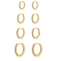 4 Pairs Small 925 Silver Plated Hoop Earrings Set