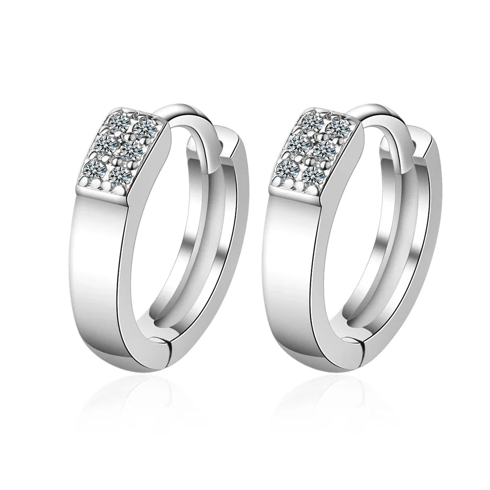 Solid Sterling Silver Unique Shaped Piercing Huggie Hoop Earring