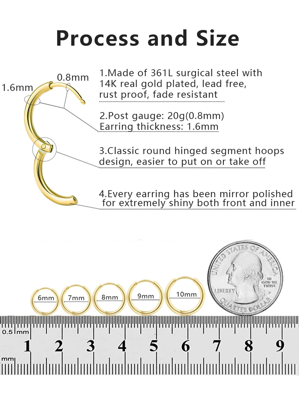 5 Pairs Small Hoop Earrings