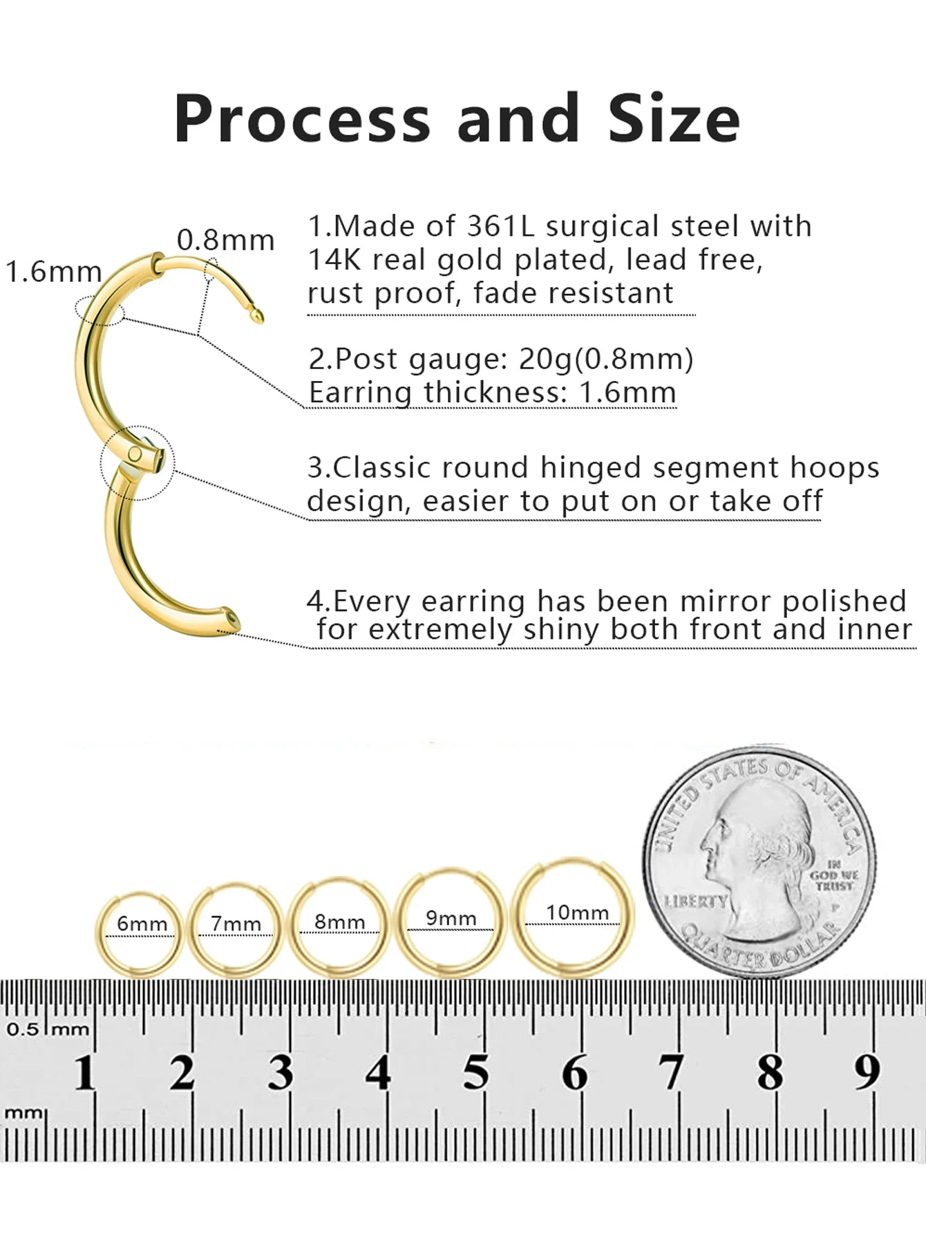 5 Pairs Small Hoop Earrings